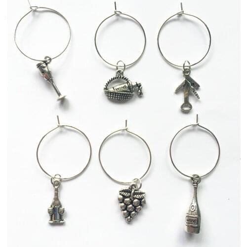 Wine charms New Fashion Design 6PCS Wine Glass Charms Rings Marker Christmas Party Bar Table Decorations Christmas Gift