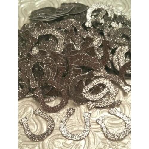 Western rodeo glitter horseshoes confetti die cuts cowboy cowgirl birthday party Table decor scrapbook favors
