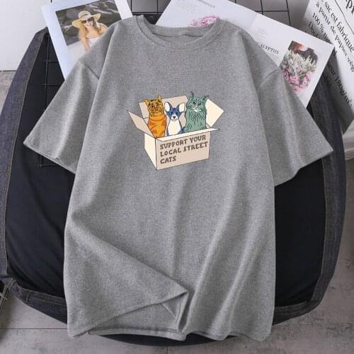 Funny Cats Woman T-shirts Short Sleeve Oversize Female Clothing Hip Hop Summer Tops Casual Round Neck Tees High Quality Ladys