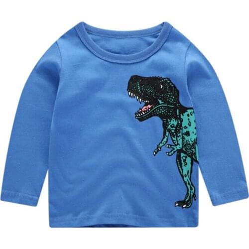 Child Shirts Casual Cartoon Dinosaur Print Long Sleeve Tops For Boys Kids Clothes T-shirts 2 3 4 5 6 7 Years Baby Boys Clothing
