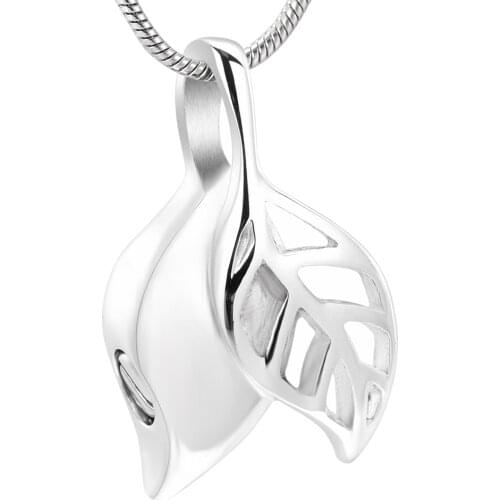 Leaf Ashes Holder Keepsake Cremation Urn Necklace Memorial Jewelry Elegant Stainless Steel Leaves Plant Ashes Urn Pendant