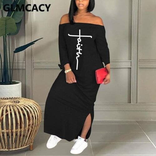 Women Long Sleeve Off Shoulder Casual Loose Maxi Dress