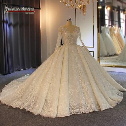 Robe de soiree wedding 2019 full beading sparkling wedding dress 100% high quality real work