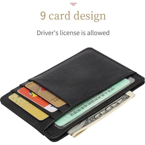 ZONGSHU Mini RFID mens and womens durable multi card clip wallet leather bank business card holder certificate folde
