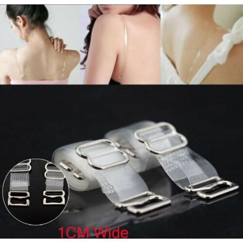 1Pair 1cm Wide Clear Transparent Invisible Adjustable Shoulder Bra Straps 2019 New