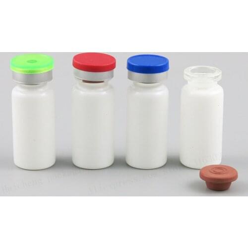 10ML white Mini Cute Glass Vial with Plastic -Aluminium Cap 1/3oz Glass Bottle 10cc Liquid Medicine Glass Containers