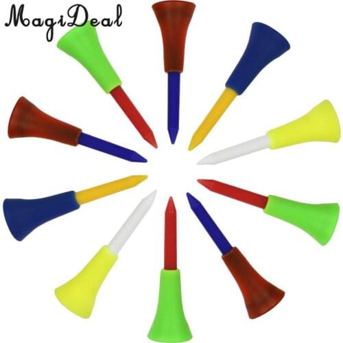 10pcs Golf Tees Plastic Golf Tees Ball Nail with Rubber Cushion Top Tee 70/56mm