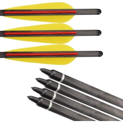 12 pcs 20 inch Archery Crossbow Carbon Arrows Black Half Moon Nock for Archery Hunting Shooting Practice