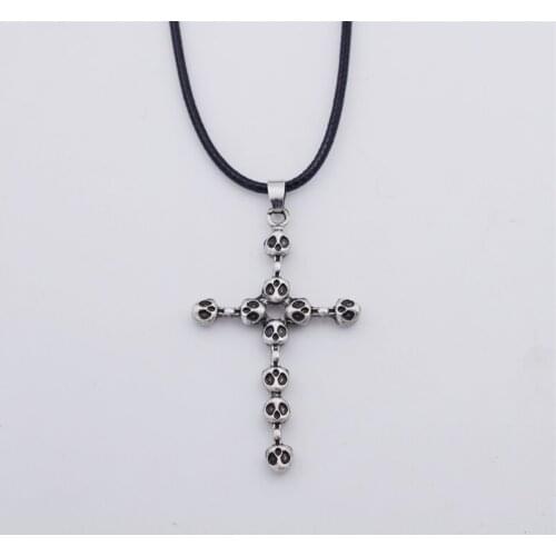 12pcs Vintage Coss Skeleton Pendant Necklace Punk Hip Hop Style Jewelry