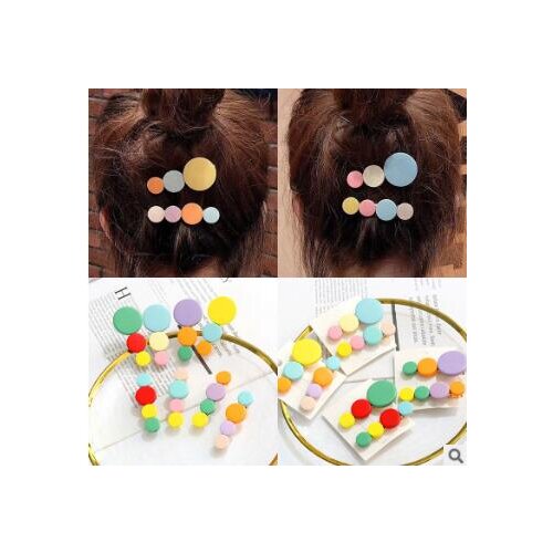 120pcs/lot DIY Multi Simple Wood Roundness Rainbow Hair Clips Candy Colore Hairpin Hair Styling Tools Accessories HA790
