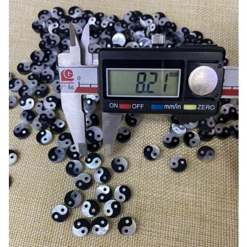 20pcs Natural Mother of Pearl Shell Full Hole 8mm White & Black Tai Chi Gossip Bead Pendant for Jewelry Bracelet Necklace