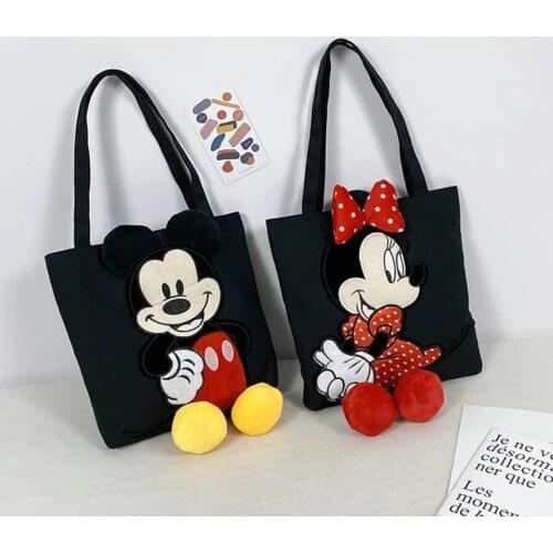2020 Disney Mickey Mouse Trend Handbags Casual Colorful bag mickey Minnie portable canvas bag handcuffs bag Woman School Bags