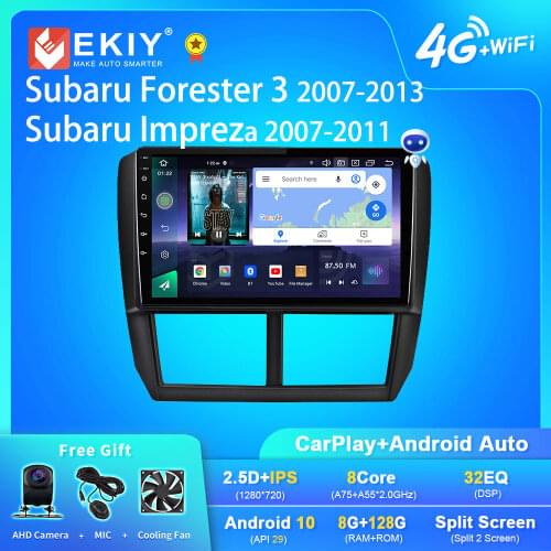 EKIY 9'' IPS Car Multimedia Android 9.0 No 2 Din Auto Radio For Subaru Forester 2008-2012 GPS Navigation 3G/4GWIFI Stereo Player