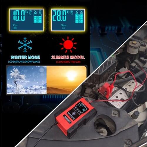 Car Charger Electronic Car Motorcycle Battery Charger 12V/24V Pulse Repair LCD Display car Accessories