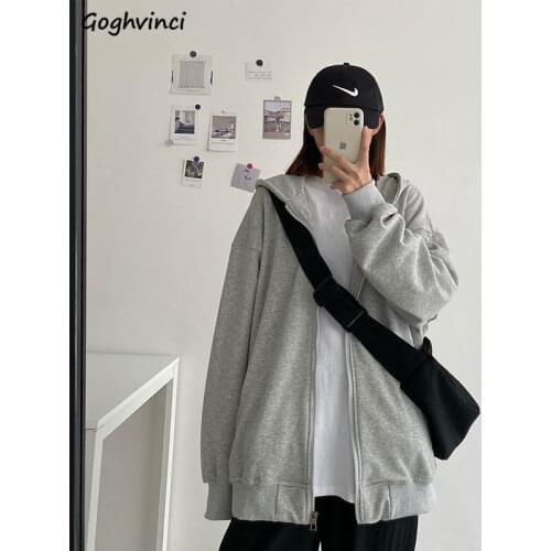 Basic Hoodies Women Couples Solid Loose Hooded Outerwear Casual Fashion Preppy Style Autumn Simple Long Sleeve Sweatshirts Warm