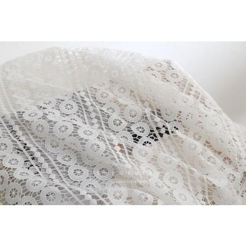 White Hollow Embroidered Lace Fabric Water-soluble Fabric Garment Skirt Fabric Accessories Tablecloth Handmade DIY Fabric