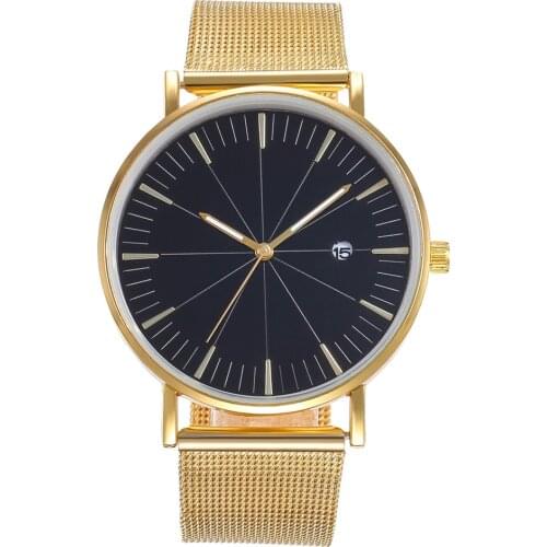 Ladies Fashion Luxury Gold Color Quartz Wristwatches Female Stainless Steel Mesh Belt Watch Watch For Women Digital Magnet