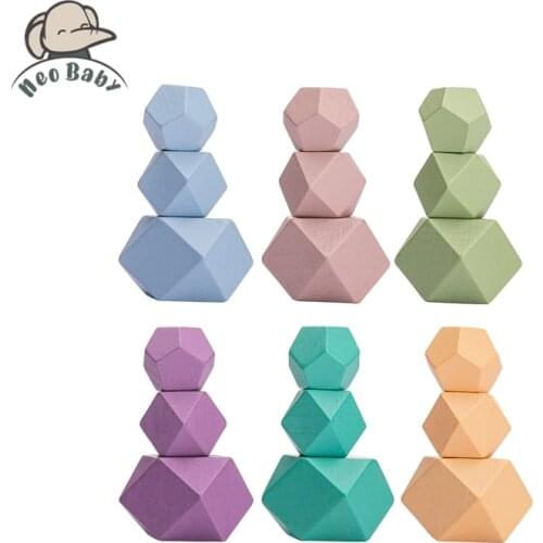 Children‘s Wooden Educational Toys Stacking Game Color Jenga Building Blocks Ins Nordic Style Rainbow Stone DIY Montessori Game