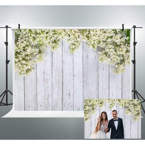 BEIPOTO White wood backdrop with flowers wedding backdrop for studio props photography background baby bridal shower birthday
