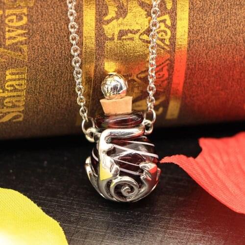 Aromatherapy Transparent Essential Oil Glass Bottle Silver Plated Color Chain Statement Choker Necklace Perfume Women Vintage