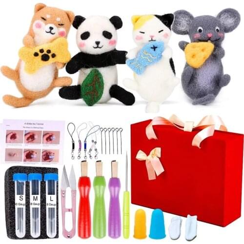 LMDZ Needle Felting Kit, with Felting Supplies, 4 Pcs Doll Making Manual,Felting Needles,Awl,Foam Mat,Finger Cot,Felting Tool