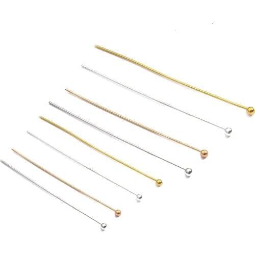 200pcs/lot 16 20 25 30 40 50 mm Gold Color Metal Ball Head Pins For Diy Jewelry Making Head pins Findings Supplies Dia 0.5mm