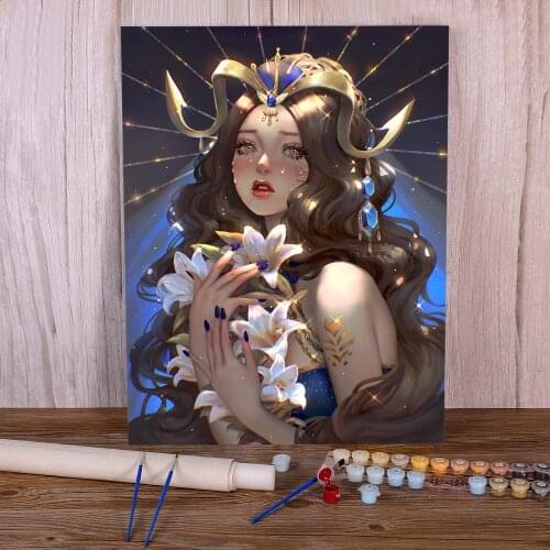 Cartoon Girl Woman Paint By Numbers Complete Kit Oil Paints 40*50 Oil Painting Home Decor Crafts For Adults Wholesale Art