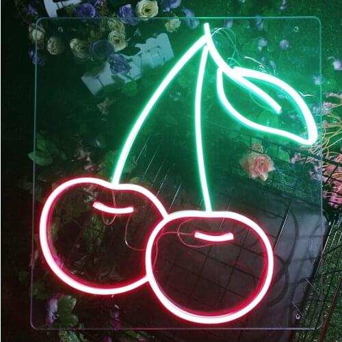 Cherry Fruit Neon Sign Light Custom Personalizedy Visual Art Club Business Store Sign Wall Hanging Flexible Decor For Room