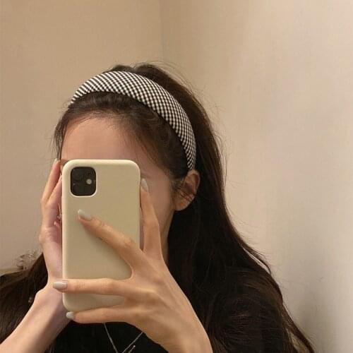 Headband summer Korean version of wild wave dot sponge headdress net red houndstooth retro French press hair out headband