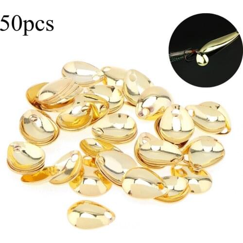 Fishing Bait Noise Metal Spoon DIY Spinner 50pcs 15mm Gold Silver Fishing Lure Tail Fishing Accessories