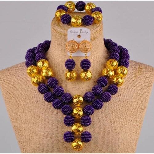 Purple jewelry set necklace african set simulated pearl african jewelry set nigeria beads set ZZ07