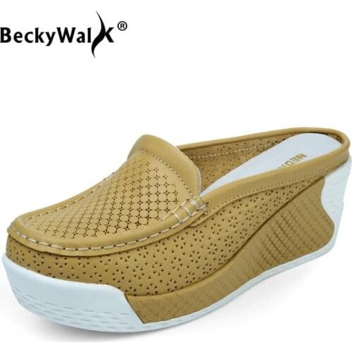 Summer Shoes Women Sandals Wedges Heels Cutouts Slippers Slip on Sandals Slides Ladies Platform Shoes Women Flip Flops WSH3299