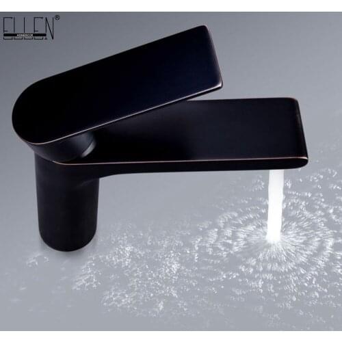 Vidric Bathroom Black Faucet Hot and Cold Basin Sink Water Mixer Crane Oil Rubble Bronze Finished Single Hole El1404