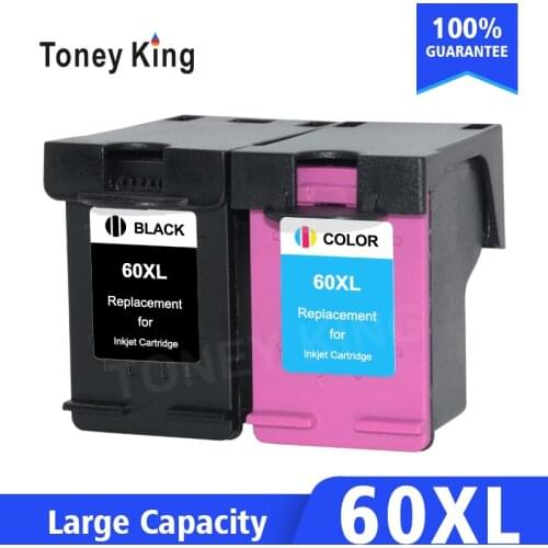 Toney King 60XL Compatible Ink Cartridges Replacement for HP 60 XL for Deskjet D2530 D2545 F2430 F4224 F4440 F4480 ENVY120