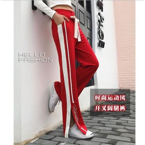 Spring New Fashion Open wide leg pants School Trouser Women Red