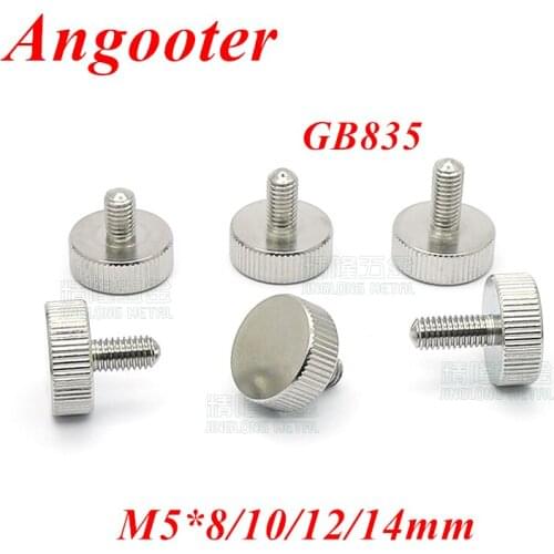 10pcs M5 Thumb Screw GB835 M5*8/10/12/14mm Knurling Flat head knurled thumb screw Hand Tighten computer case screws