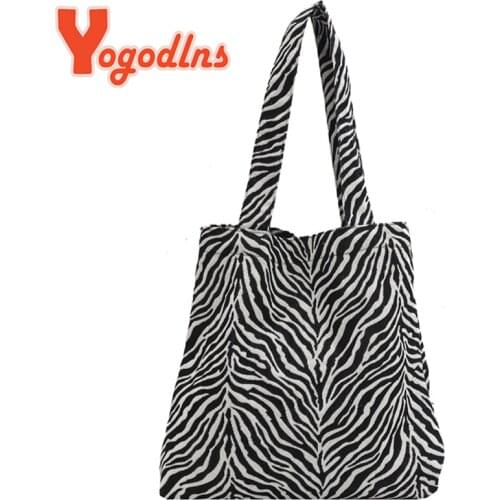 Yogodlns Canvas Leopard Tote Bag Women Large Capacity Handbag Vintage Shoulder Bag Designer Zebra Pattern Handle Tote Reusable