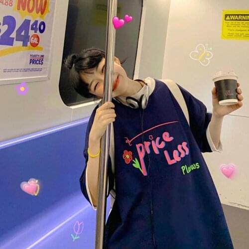 2021 Summer New Fashion Loose Oversized Half Sleeve Womens T-shirt Harajuku Gothic Letter Printing Ladies Tops Vingate Clothes