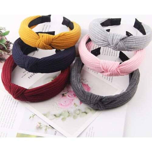 MISANANRYNE Retro Women Wide Hairband Headband Knitted Cross Knotted Head Hoop Girl Hair Bands Accessories Hair Hoop Headwear