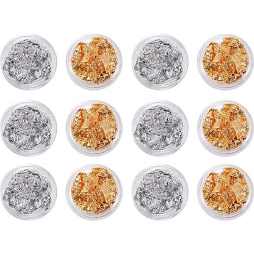 Gold Silver Irregular Aluminum Foils Paper Gold 3D Colorful Flakies DIY UV Gel Polish Nail Art Sticker Decorations Tips