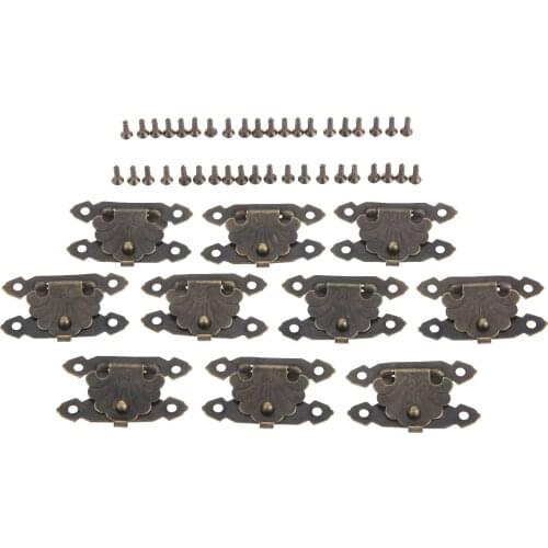 10Pc Antique Brass/Gold Padlock Hasp Jewelry Gift Box Hasp Latch Furniture Buckle Clasp Lock Handbag Buckle Hardware Accessories