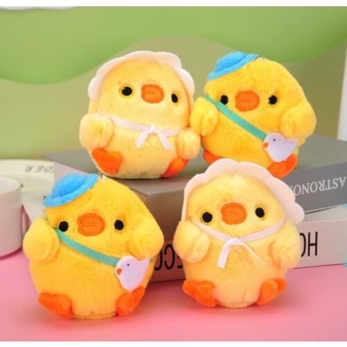 10cm Cute Soft Little Yellow Chicken Doll Pendant Plush Toy For Christmas Gifts Mini Stuffed Animal Bag Pendant Keychain