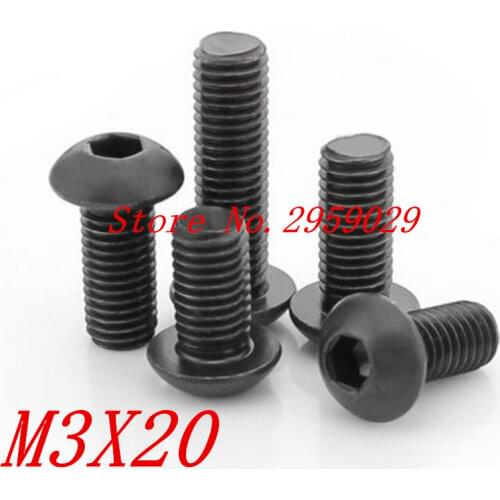 1000PCS ISO7380 m3*20 M3 x 20mm Steel with black hex hexagon socket button head screw