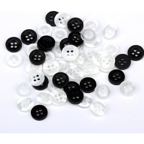 1000Pcs/Pack Resin Buttons 10mm Black/White Transparent 4-holes Button For T-Shirt Clothing DIY Garment Sewing Accessories