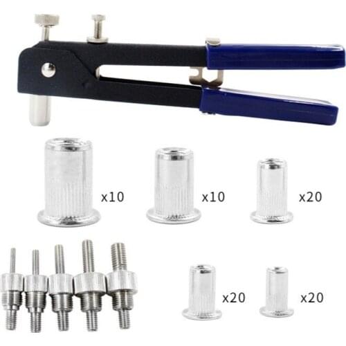 86/106/110pcs Hand Riveter Nut Rivet Gun Kit M3-M8 Manual Threaded Nut Rive Tool Stainless Steel Nuts Metric Thread For Screws