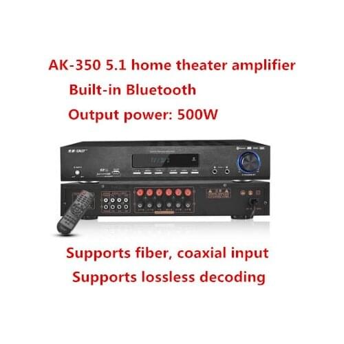 AK-350 500W 5.1 home theater Bluetooth 4.0 karaoke OK audio amplifier Support USB / SD fiber coaxial input APE lossles decoding
