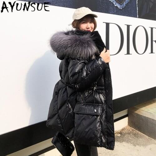 AYUNSUE Winter Duck Down Coat Female Winter Jacket Women Real Fox Raccoon Dog Fur Hooded Parkas long coat Womens Clothing 2020