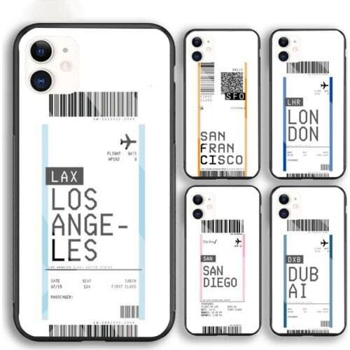 Dubai World City Travel Ticket Label New YorkPhone Case For Iphone 6 6s 7 8 Plus XR X XS XSmax 11 12 Pro Mini Max Tempered Glass