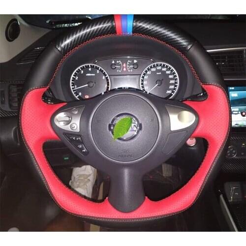 Car Steering Wheel Cover for Subaru Forester Outback Legacy XV BRZ Hand-Stitched Leather Carbon Fibre Interior Accessories