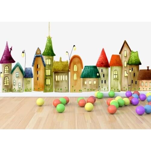 Colour Town Wall Stickers Boy Girl Kids Room Bedroom Nuresery Wall Decoration Art Home Decor Vinly Cartoon Decals Wallstickers